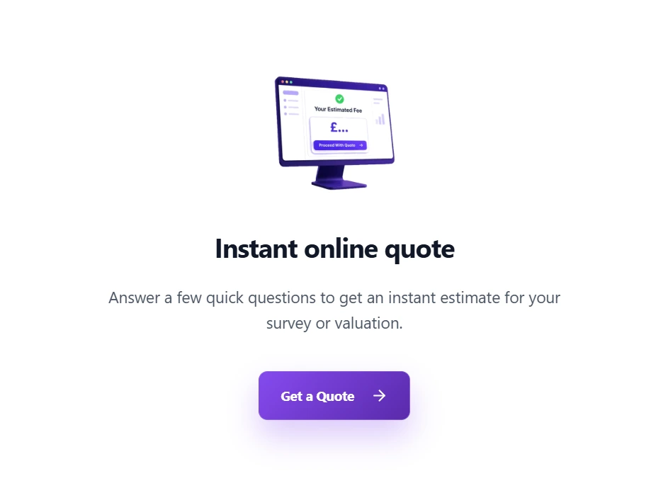 The SurveyQuotation quote tool landing screen
